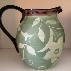 Vintage Pfaltzgraff Patio Garden 80 Oz-8” Tall Stoneware Pitcher Green/Brown